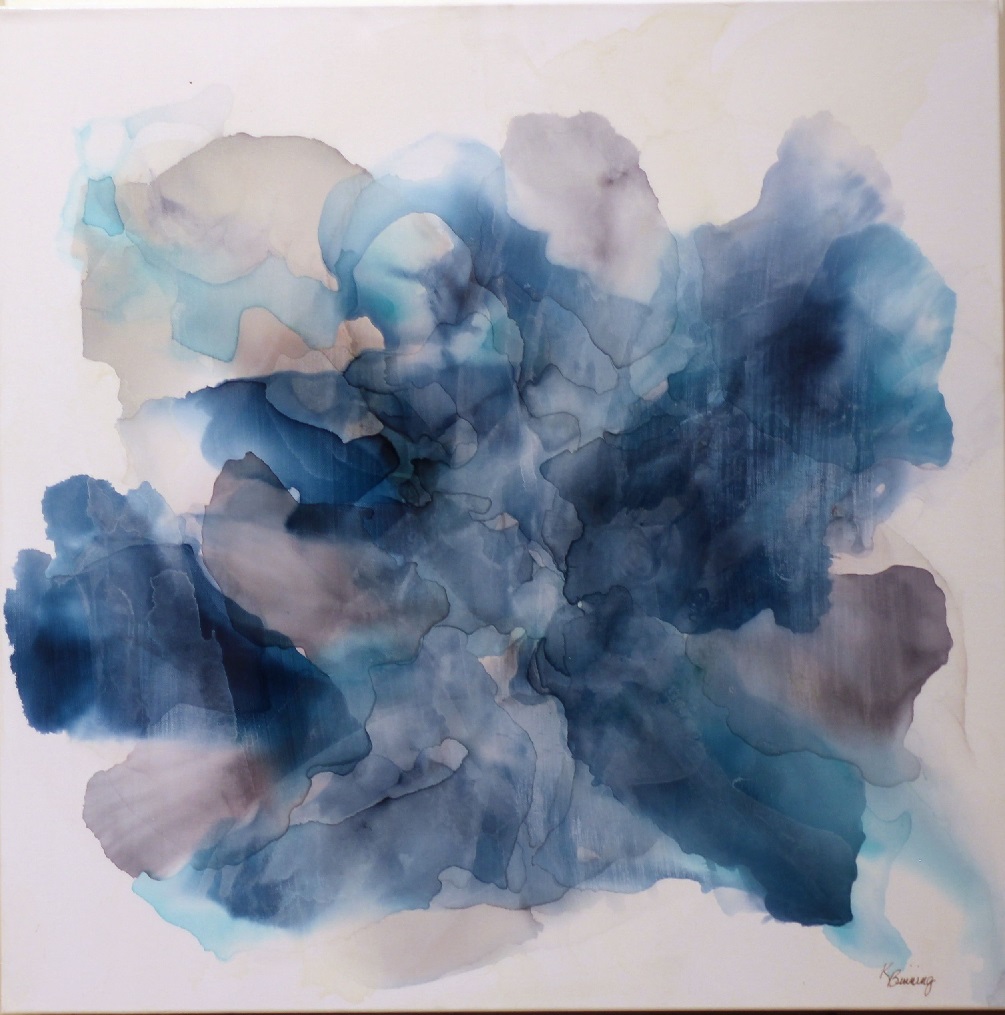 30x30: abstracts of shades of dark blue created using alcohol inks