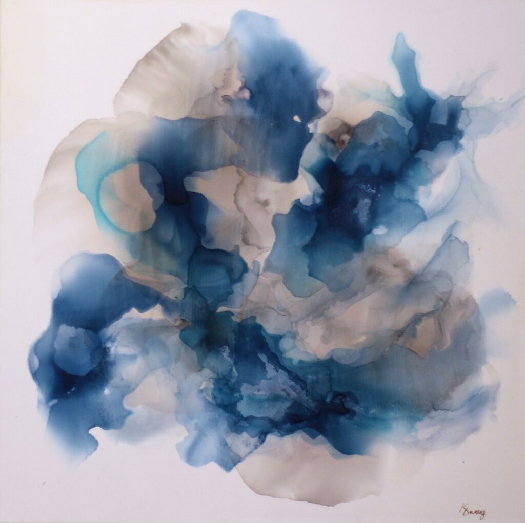 30x30: abstracts of shades of dark blue created using alcohol inks