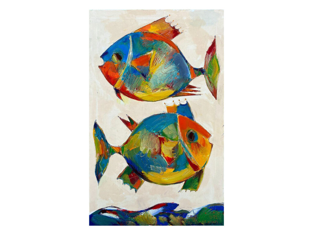 39x27; two multicolored fish